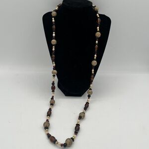 Vintage Handmade Artist Crafted Bead Necklace Stone Glass Ceramic Hippie BoHo